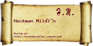 Heckman Milán névjegykártya
